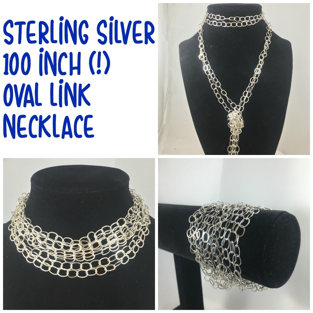 Sterling Silver 100-inch Oval Link Necklace